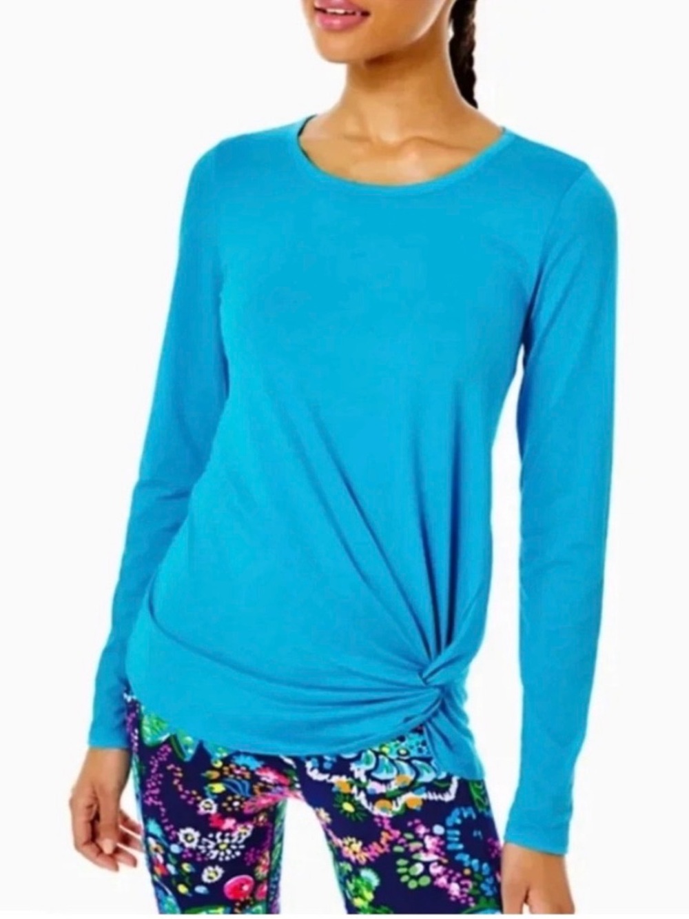 Lilly Pulitzer Bright Turquoise Long Sleeve Knot Tee